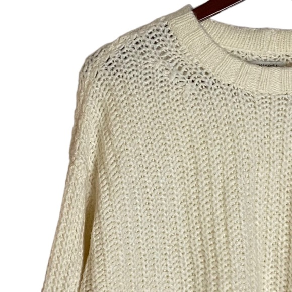 American Eagle Outfitters  Chunky Knit Drop Shoulders Oversized Crop Sweater S - Picture 6 of 16